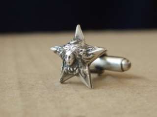 NEW Silver Vintage French Star & Female Face Cufflinks  