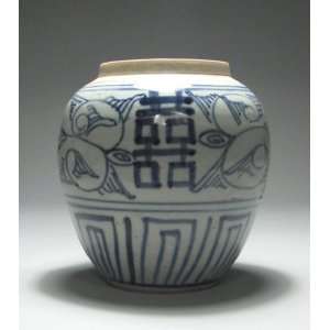  Qing Dynasty Blue and White Antique Porcelain Jar 