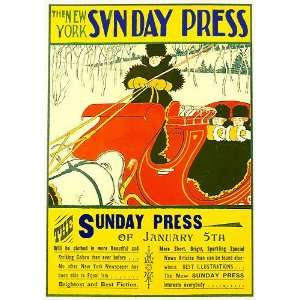   New York Sunday Press Vintage Literary Antique Advertising Poster