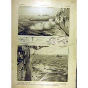  1904 Torpedo Ship Automobile Whitehead Sketch Print