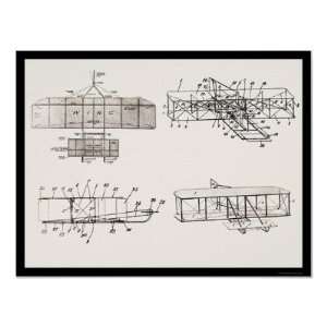  Wright Brothers Aeroplane Patent Plans 1908 Print