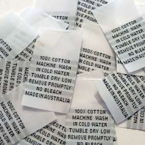 Made in AUSTRALIA Cotton Clothing Labels (Qty 100)  