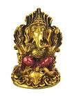 Metallic Gold Hindu God Of Wisdom Ganesh Statue