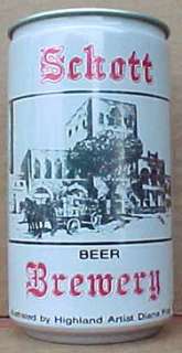 SCHOTT BREWERY BEER Can w/ Brewery, WISCONSIN, ILLINOIS  