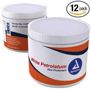  Dynarex White Petroleum Jelly, 15 oz Jar, 12 Count: Health 