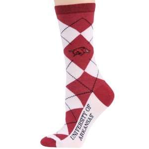   Razorbacks Ladies White Cardinal Argyle Socks