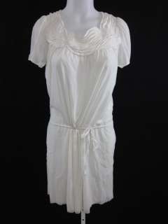 VIVIENNE TAM White Drawstring Waist Knee Length Dress L  
