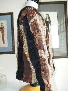   Creek Brown Patchwork Jacket Size PM Gathered Scrunched 4623  