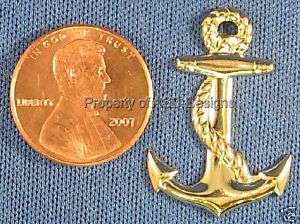 50pc Gold Plated Nautical Ship Anchor Charms 4762  