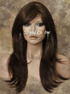 HUMAN HAIR Blend wig Long Straight Brown Auburn mix Wms  