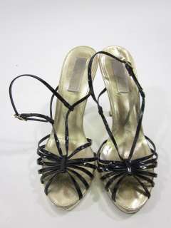 MICHAEL KORS Black Gold Strappy Pumps Shoes Sz 7.5 M  