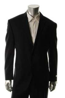 Calvin Klein NEW 2 PC Pinstripe Slim Fit Mens 2 Button Suit Black Wool 