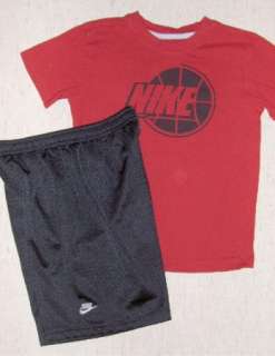 Boys NIKE   Sz 6   Shirt /Shorts Set Black/Red Sports Gym  