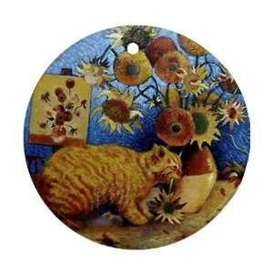 Van Gogh bad cat Ornament round porcelain Christmas Great 