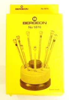 Bergeon 5970 Rotating Non Slip 9 Piece Screwdriver Set  