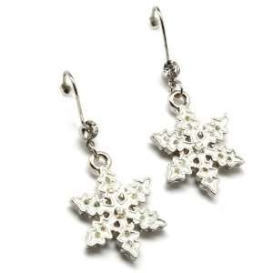  White Snow   Snowflakes and Snow Crystals Earrings 