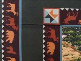 New Moose River Wild Animal Trees Fabric Pillow Panel  