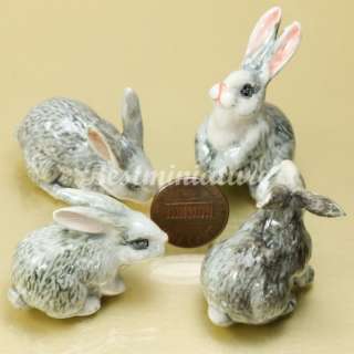 Wild Rabbits Bunny Miniature Ceramic Statue Figurine  