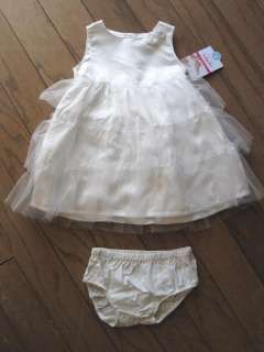 Baby Girls White Dress Carters Ruffles Roses Infant Size 18 months 