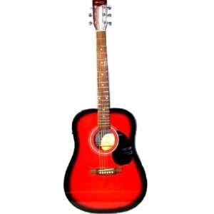    Huntington Dreadnaught Acoustic Guitar  Red: Home & Kitchen