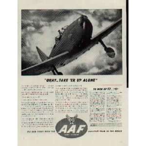   Army Air Cadet Solos.  1943 Army Air Force Recruiting Ad, A2636A