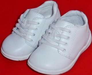   Infants/Toddlers Baby TKS White Leather Sneakers Shoe 3 WIDTHS  