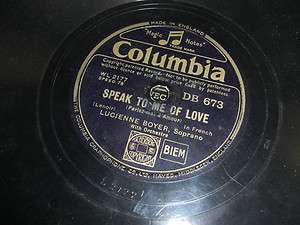 LUCIENNE BOYER COLUMBIA IMPORT 78*RPM RECORD 673  