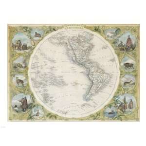  1850 Tallis Map of the Western Hemisphere Poster (24.00 x 
