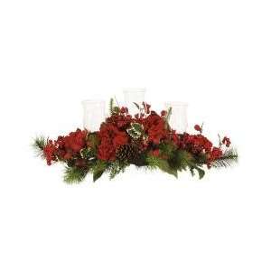  Hydrangea Holiday Candleabrum in Red / Green   Nearly 