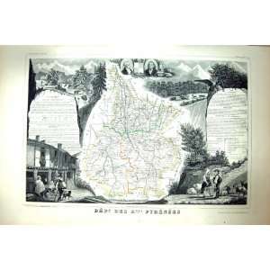 French Antique Map C1845 Des Pyrenees France Tarbes Bagneres Bertrand