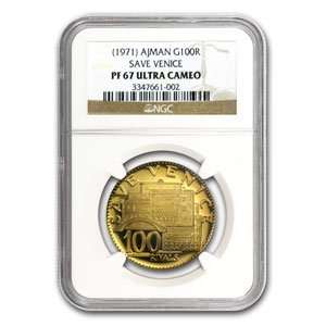  Ajman 1971 Proof Gold 100 Riyals PR 67 Ultra Cameo NGC 