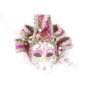  Hot Pink Jollini Miniature Ceramic Venetian Mask