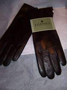 Womens XL White Rabbit Fur Lined Leather Gloves,Brown, Fownes  