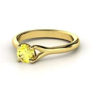  Cynthia Ring, Round Yellow Sapphire 14K Yellow Gold Ring 