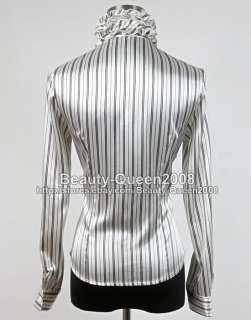 NWT Ruffle Collar Shirt Stripe Blouse TUXEDO UK 8 10 12  