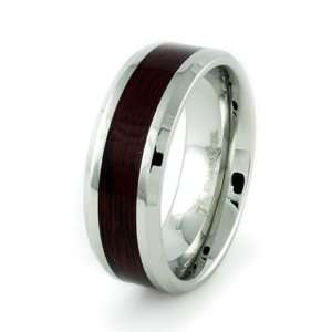 Stainless Steel Mens Ring w/ Wood Inlay (Size 10) Available Size: 8 