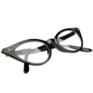   Inspired Fashion Clear Lens Cat Eye Glasses with Rhinestones 8434