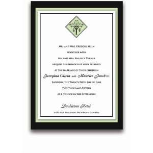  30 Rectangular Wedding Invitations   Monogram Mint Olive 