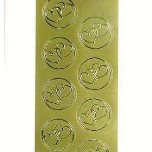  100 Sationery Gold Double Heart Foil Seals for Invitations 