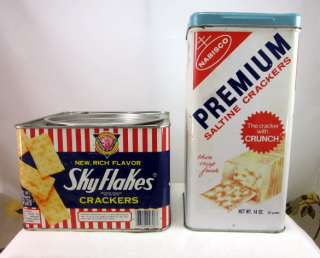 Vintage 1960s Premium Saltine Crackers Tin Sky Flakes Colorful 