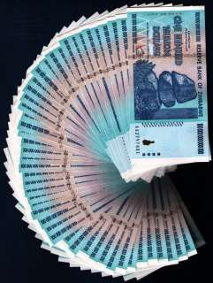100 TRILLION ZIMBABWE DOLLARS x 50 BANK NOTES ♦½ BUNDLE  
