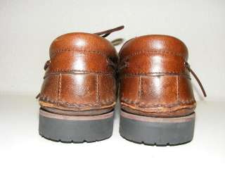 Eddie Bauer Brown Leather Loafer Boat Deck Shoes Dress Mens 10.5 