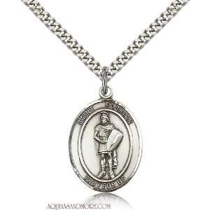  St. Florian Large Sterling Silver Medal: Jewelry