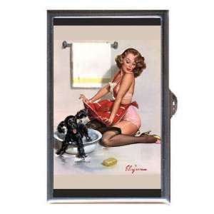  PIN UP GIRL BATHING DOG SEXY Coin, Mint or Pill Box Made 