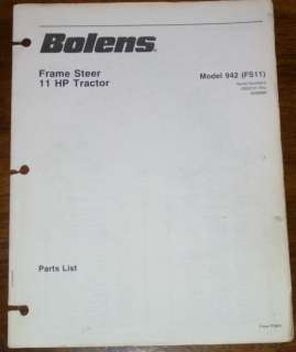 Bolens 942 Frame Steer 11 HP Tractor Form P3841 Parts Manual  