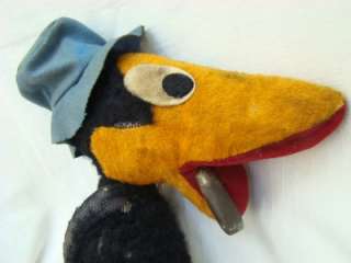   Antique 1950s Mohair Straw Stuffed HECKLE or JECKLE Magpie Toy  
