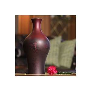 NOVICA Mango wood vase, Wine