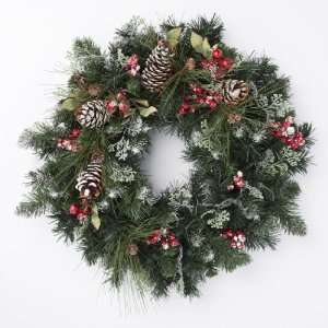 Sleighride Christmas Wreath 24 Pine Needle/Cones 24in  