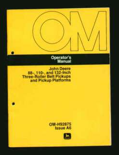 John Deere 88 110 132 Pickups Platforms Operator Manual  