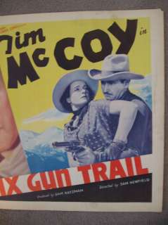 TIM MCCOY WESTERN SIX GUN TRAIL 1938 1/2 S MOVIE POSTER  
